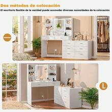 Multifunctional Dressing Table With Mirror, LED Lights And Drawers, 2 Colors