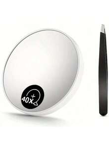 Espelho de aumento Cosmeria 50X com ventosas e pinça (1 unidade), espelho cosmético 40X com ampliação potente para maquiagem precisa e remoção de pelos da sobrancelha. Ideal para maquiagem, decoração de quarto, penteadeira, viagens, acessórios de maquiagem, espelho de mão, mini espelho, espelho compacto, espelho pequeno, presente de Natal, ferramentas de maquiagem, itens baratos, presentes para mulheres. - Multicolorido - Ver 14