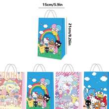 12pcs Sanrio Gift Bags, My Melody, Kuromi, Hello Kitty Gift Bags, Party Tote Bags, Double-Sided Printing, Suitable For Christmas, Valentine's Day, Wedding Favors, Christmas, Birthday Party Gifts, Candy Packaging Bags, Holiday Gift Wrapping Bags, Essential For Festive Parties