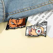 1/2pcs Classic Hot-Blooded Cartoon Anime One Piece Peripheral, Fashionable And Exquisite Enamel Craft Monkey D. Luffy, Roronoa Zoro Sharp And Domineering Eyes Brooch, Personalized Fashion Bag Decoration Suitable For Daily Wear Or As A Gift