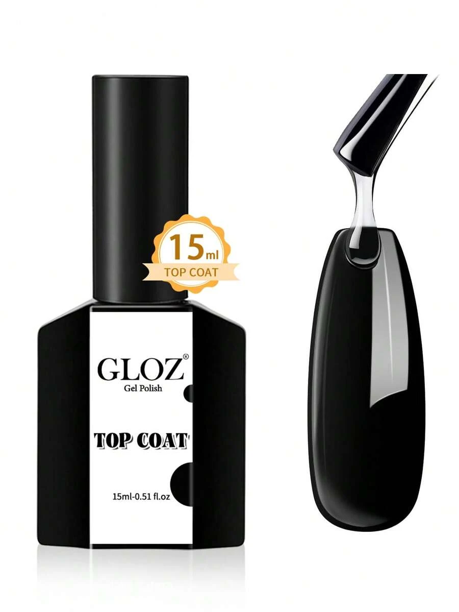 GLOZ 15ml No-Wipe Glossy Top Coat, High Shine & Long-Lasting Gloss, Suitable For Clear Gel Polish And Acrylic Nails, Ideal For Home DIY And Nail Salons - 無色 - 查看 1