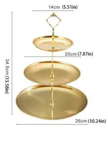 This Gold/Silver Three-Tiered Metal Dessert Stand Is An Elegant European-Style Display Stand For Cakes And Pastries. Ideal For Afternoon Tea, Wedding Decorations, And Other Occasions, It's Primarily Used To Showcase Desserts And Pastries. Cakes, Macarons, Cookies, And Other Treats Can Be Easily Placed On The Stand For Guests To Enjoy, While Also Serving As A Decorative Display. It Can Also Be Used As Table Decoration In High-End Restaurants. - Vàng - Xem 11