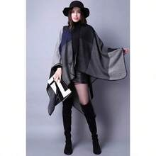 Women's Warm Shawl Wrap Cape Winter Cardigan Sweaters Open Front Poncho - A1-黑色 - 查看 3