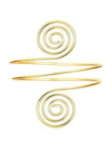 Golden Spiral Pattern Bangle Armlet Arm Jewelry Metallic Arm Cuff Arm Bracelet Arm Bangle For Women's Daily Wear