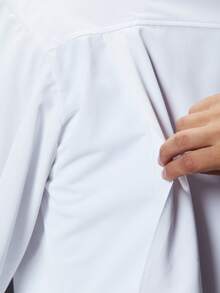 Áo khoác đầu bếp tay dài làm từ vải y tế, thoải mái và thoáng khí với lỗ thông hơi lưới ẩn phía sau, thích hợp cho dịch vụ ăn uống, tiệm bánh, bếp khách sạn, nhà hàng, mùa xuân/thu/đông, thiết kế dành cho cả nam và nữ - trắng - Xem 4