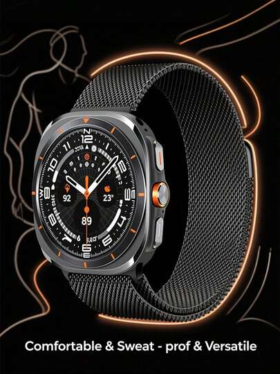 Metal Bands For Galaxy Watch 8 Band 40mm 44mm/Classic 46mm & Galaxy Watch Ultra Bands 47mm (2024/2025), Magnetic Mesh Stainless Steel Milanese Loop Strap For Galaxy Watch 8/8 Classic/Ultra/Ultra 2 (Women & Men)