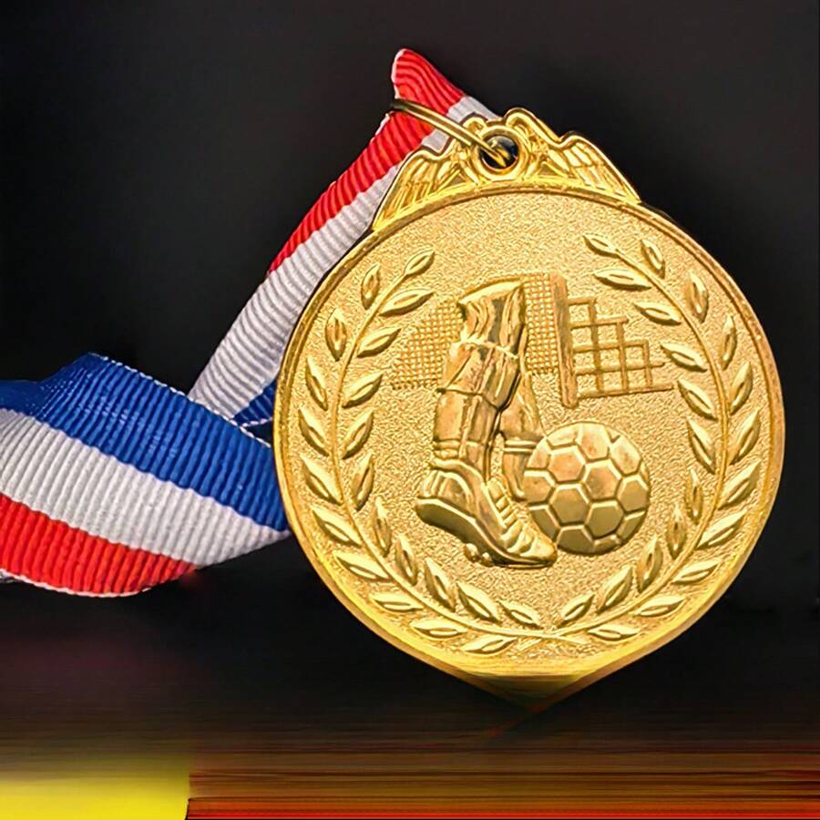 10pcs/1set Sports Soccer Medals Gold Soccer Medals With Ribbons Suitable For Sports Meetings Soccer Competitions Participation And Party Favors Hanging Commemorative Medals Soccer Style Medals Silver Copper Hanging Tags Universal Competition Event Medals - 6.5cm - View 1