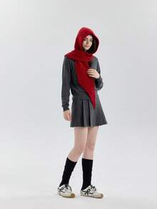1 Khăn trùm đầu hình tam giác màu trơn cho nữ, chất liệu nylon phong cách đường phố dễ thương, thời trang đa năng và vui tươi, thích hợp mặc khi đi làm trong nhà/ngoài trời, mặc mùa thu/đông - Nhiều màu - Xem 8