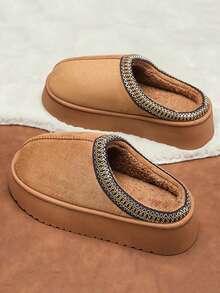 Platform Fluffy Slippers Men Women House Flats Fashion Plush Winter Designer Shoes Man Home Couple Casual Footwear