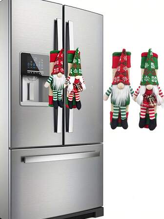 2pcs Christmas Gnomes Refrigerator Door Handle Covers Xmas Gnomes Knob Covers Kitchen Appliance Handle Covers Christmas Decoration For Refrigerator Microwave Oven Kitchen Appliances Christmas Decorations Winter Room Decor Christmas Decorations Home Christmas Gifts Christmas Decor