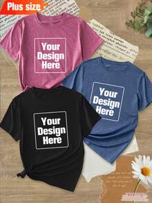تي شيرت نسائي مخصص للمقاسات الكبيرة - تيشيرتات رقبة دائرية ناعمة مطاطية مع طباعة رقمية، قابلة للغسل في الغسالة، راحة طوال الموسم لزي العمل، تطابق الأزواج والهدايا المخصصة، تيشيرتات متطابقة للأزواج | طراز رياضي حديث | مادة غير شفافة، تي شيرت مخصص - الأسود - مشاهدة 1