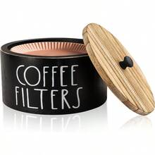 Coffee Filter Holder Wood Coffee Filter Storage Container Coffee Filter Dispenser With Lid Rustic Farmhouse Coffee Filter Organizer Basket Accessories For Coffee Bar Counter Decor Gift Back To School - 彩色 - 查看 12