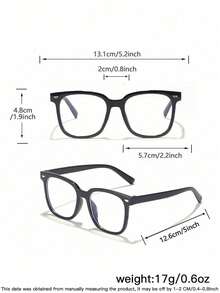 2 PCS Boys Girls 9-14Y Acrylic Square Frame Campus Style Anti Blue Light Glasses,Square Frame Clear Glasses For Daily Reading Use