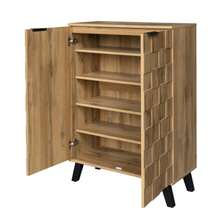 Sideboard, Modern Shoe Cabinet, 5 Compartments - Dimensions 80.5 X 35 X 109.5 Cm, Adjustable Shelves - Maroon - View 9