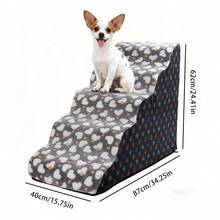 1pc Cartoon Pet Stairs, 2/3/4/5 Steps High Elastic Foam Climbing Ladder Suitable For Elderly, Disabled Pets To Access Sofa, Bed, Non-Slip & Removable