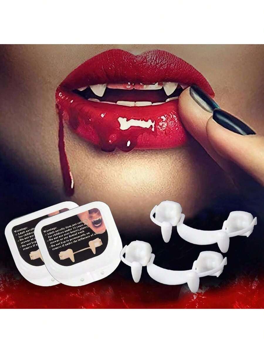 Nanh ma cà rồng một mảnh có răng có thể thu vào Phụ kiện Halloween Đạo cụ nhập vai Răng ma cà rồng thây ma Halloween Đạo cụ hóa trang Nanh đẫm máu cho bữa tiệc - Nhiều màu - Xem 1