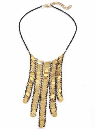 1 件全新复古时尚瀑布金属亮片流苏项链，多功能个性化项链配饰