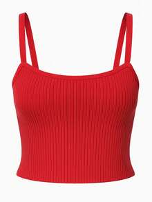 Conjunto de 3 piezas de tirantes casual adelgazante para mujer, unicolor, camiseta casual versátil para uso diario - Desnudo rosa - Ver 4