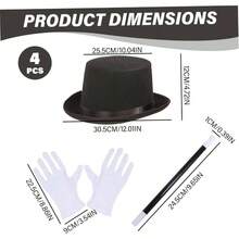 Conjunto de 4 disfraces de mago para Halloween con sombrero copa varita guantes y pajarita. para fiestas disfraces cosplay y eventos temticos. - inicial - Ver 5