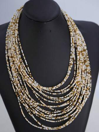 1 st damer avslappnat lagerhalsband med små pärlor