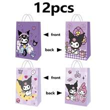 12pcs Sanrio Gift Bags, My Melody, Kuromi, Hello Kitty Gift Bags, Party Tote Bags, Double-Sided Printing, Suitable For Christmas, Valentine's Day, Wedding Favors, Christmas, Birthday Party Gifts, Candy Packaging Bags, Holiday Gift Wrapping Bags, Essential For Festive Parties