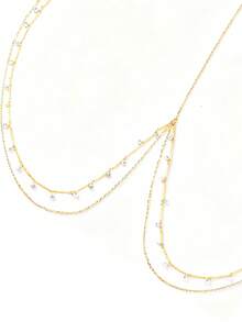 1 Dây chuyền trang trí eo đính pha lê gợi cảm thời trang, thích hợp cho tiệc tùng, trang phục đi biển, quà tặng ngày lễ - Vàng - Xem 3