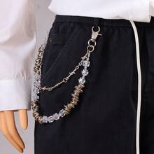 1pc New Vintage Fashion Thorn Asymmetric Pearl Chain Accessory, Punk Style Handmade Double-Layer Pants Chain, Suitable For Daily Wear