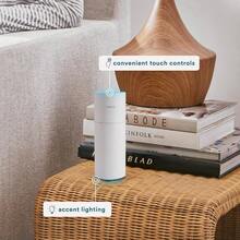 Humidificador porttil u2013 Pequeos humidificadores de aire para recmara, plantas, oficina, viajes, humidificadores de niebla fra, luz de acento que de color, 2 ajustes de niebla, blanco