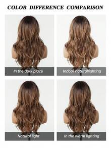 24 Inch Gradient Brown Long Curly Wig, Suitable For Daily Wear, Synthetic Heat-Resistant Material, Perfect For Daily And Party Occasions. - 漸層棕色 - 查看 7