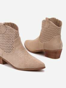Boho-Ausschnitt Cowboy Stiefel für Damen, Lässig Frühling/Herbst - Mokka-Braun - Übersicht 6
