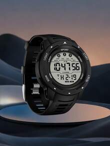 男士户外运动手表，大表盘，LED背光，数字显示，计时功能，日期显示，适合学生、教师、圣诞节、日常佩戴，电子手表，理想礼物 - 彩色 - 查看 8