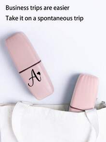 1pc Black Art Letters A-Z Portable Toothbrush Case, Keep Your Toothbrush Clean And On The Go!Travel Toothbrush Holder, Portable Toothbrush Cup Cover,Suitable For Travel, Camping, Business Travel, And School, Multi-Purpose Toothbrush Cup, Travel Wash Cup, Toothbrush And Toiletries Storage Kit, Minimalist Toiletries Storage Box, Travel Essentials, Bathroom Accessories, Household Items, And Storage Supplies(Excluding Q/U/X) - Multicolor - View 3