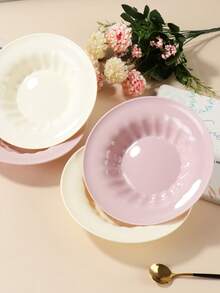 Cream Style Cute High-Value Ruffled Salad Fruit Plate, Afternoon Tea Tableware Dish, Deep Plate