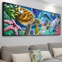 5D DIY 全钻钻石画套装，适合成人，超大尺寸（35.4x11.8 英寸/90x30 厘米）全钻钻石工艺艺术套装，最佳墙面装饰艺术，节日、圣诞节、万圣节、生日缓解压力的理想礼物 - 軍綠色 - 查看 11