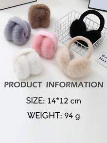 FADZOYLE 1pc Black Winter Earmuffs Foldable Fluffy Fleece Ear Warmers Women Cute Ear Covers Adjustable Headband With Fuzzy Thermal Lined Furry Winter Earmuffs White Ear Muffs