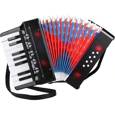 Acordeón de niños, 17 llaves, 8 bajos, acordeón para niños, acordeón de piano con correa de transporte ajustable, acordeón para adultos y niños de 3 años, regalo de instrumentos musicales de Ziehamonikar