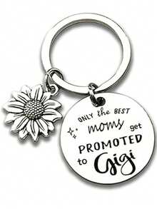 Gigi Keychain; Gigi Keychain, Christmas Birthday Gift; Metal Pendant Keychain; Grandma's Gigi Key; Best Gigi Slogan Casual Relaxed Party Cute Elegant Stainless Steel Christmas Bag Charms Car Accessories Teacher Friend Sister Gift Ideas - Silver - View 2