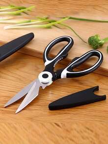 1 Thick Multi-Functional Room Bone Scissors, Household Black And White Food Scissors, Shear Force - Black and White - View 3