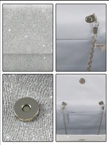 Charming And Elegant Women's Evening Handbag, Exquisite And Luxurious Shoulder Bag With Sparkling Rhinestone Embellished Necklace, Bracelet, Earrings Set, Stylish Shoulder Bag For Party Girls, Ladies, Bride, Perfect For Party, Wedding, Prom , Dinner/Banquet. - 銀色 - 查看 8