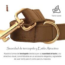 Correa de Terciopelo para Perros pequeños, pequeños, medianos y Grandes. (Rosa, Chico) - Caramelo - Ver 3