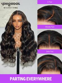 MEGALOOK #30 Highlight 13x4 Lace Front Wig, Natural Wave Curly, Invisible Knots, Transparent Lace Front Wig, 16-30 Inches, Pre-Plucked, 1B/30 Color Human Hair Wig, Breathable Cap, 100% Virgin Human Hair, With Baby Hair, Hand-Tied, Lightweight Cap, All-Day Comfort, Minimal Shedding, Suitable For Daily Wear - SNATURAL/30 - View 4