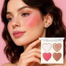 Rosawee Paleta de 4 colores Sweet Heart | Rubor, Iluminador y Contorno para un brillo natural