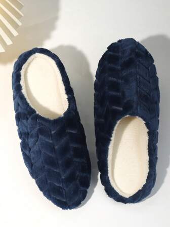 秋冬女士时尚格子毛绒人造毛皮家居拖鞋，室内地板覆盖袜，冬季保暖轻便卧室拖鞋