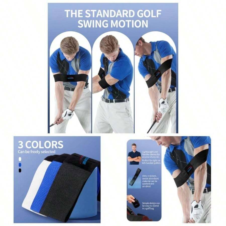 Swing Training Aid - Muscle Connection Swing Corrector Golfers, Arm Elbow Posture Trainer RightLeft Handed Beginners, Trainer Arm Band IndoorOutdoor Club Practice - Blue - View 1