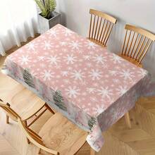1 pièce/10 pièces Nappe de décoration de Noël rose avec sapin de Noël et flocons de neige, convient pour le dîner et le pique-nique, imperméable et facile à nettoyer pour table à manger, fête, décoration maison, adaptée pour table à manger, bar, table basse, pique-nique extérieur, terrasse de restaurant, décoration de fête, cadeau pour les vacances, utilisation intérieure et extérieure, disponible en plusieurs tailles