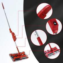 Cordless Vacuum Cleaner Foldable Sweeping Machine Household 360° Portable 45in Floor Sweeper Rechargeable Floor And Carpet Sweeper Vacuum Cleaner 45" - Rose Red - View 3