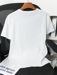 Disney Áo thun tay ngắn in họa tiết chuột Minnie thời trang thường ngày, chất liệu vải co giãn nhẹ, mờ đục, dễ chăm sóc, thích hợp mặc hàng ngày - trắng - Xem 2