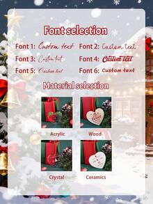 Decorazioni natalizie personalizzate con nome, decorazioni per albero di Natale personalizzate, ornamenti natalizi personalizzabili, regali di Natale con testo personalizzabile, ciondolo a forma di cuore natalizio, decorazioni natalizie fai-da-te, Natale, decorazioni per feste, decorazioni per il soggiorno, interno, esterno, giardino, decorazione per la stanza, ragazzi, ragazze, mamma, famiglia