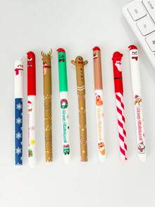 8 pezzi Set di penne gel cancellabili natalizie, penne neutre cancellabili creative a cartoni animati, adatte per feste di Natale, regali di Natale per bambini