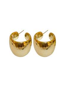 Oversized C-Shaped Hoop Earrings, Acrylic Material, Retro Elegant Style, Suitable For Women's Daily Wear